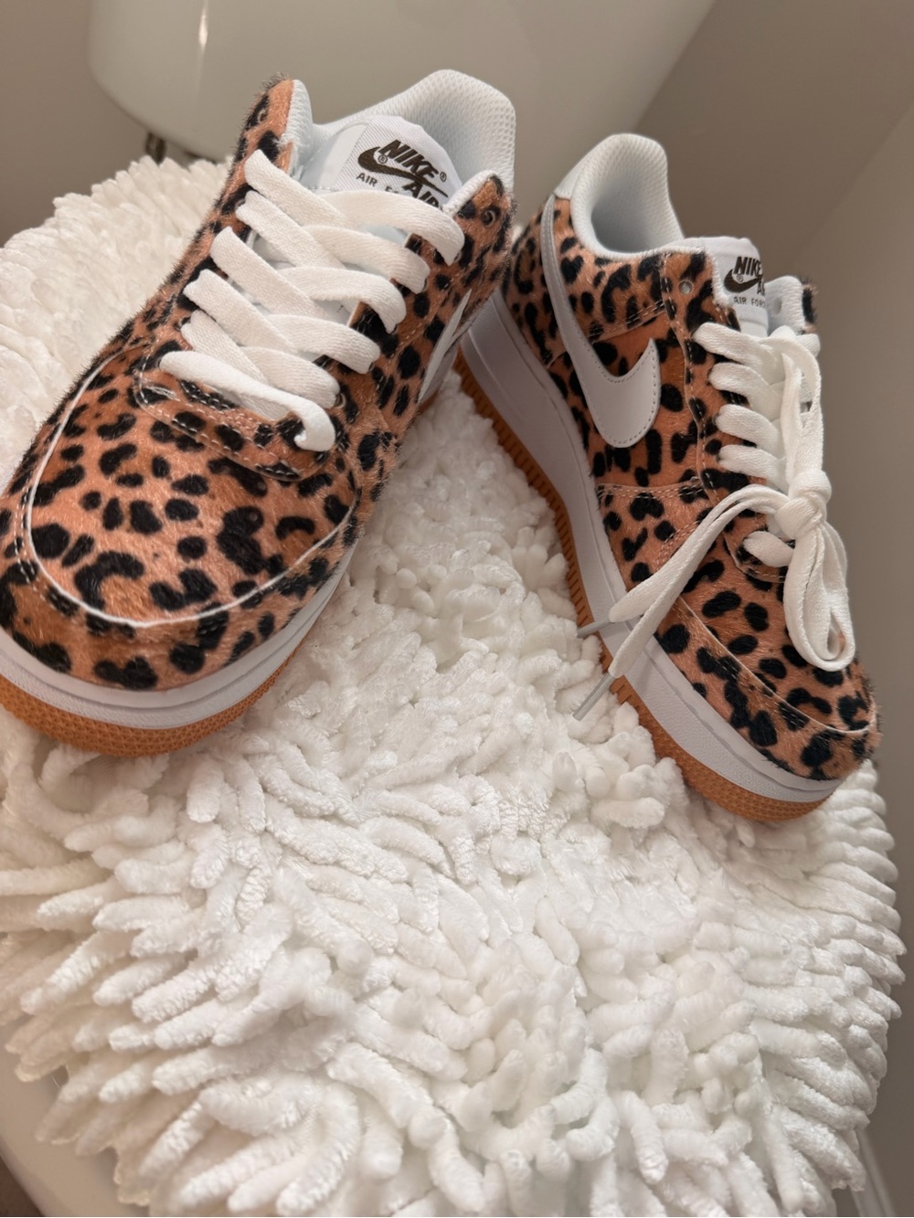 Nike Women's Leopard Print Air Force 1 with White & Gum Accents - Picture 2 of 6